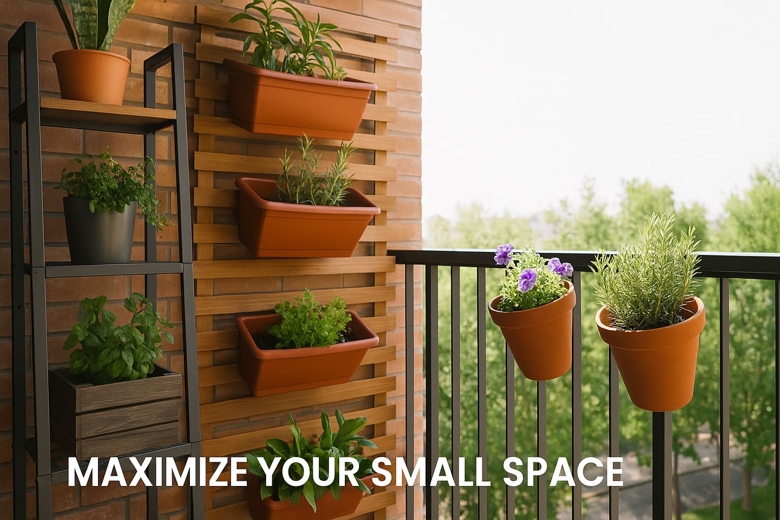 Urban Plant vertical balcony garden with hanging and wall-mounted planters — maximize your small space for balcony gardening
